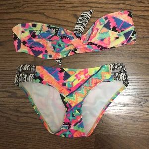 Neon aztec bikini set